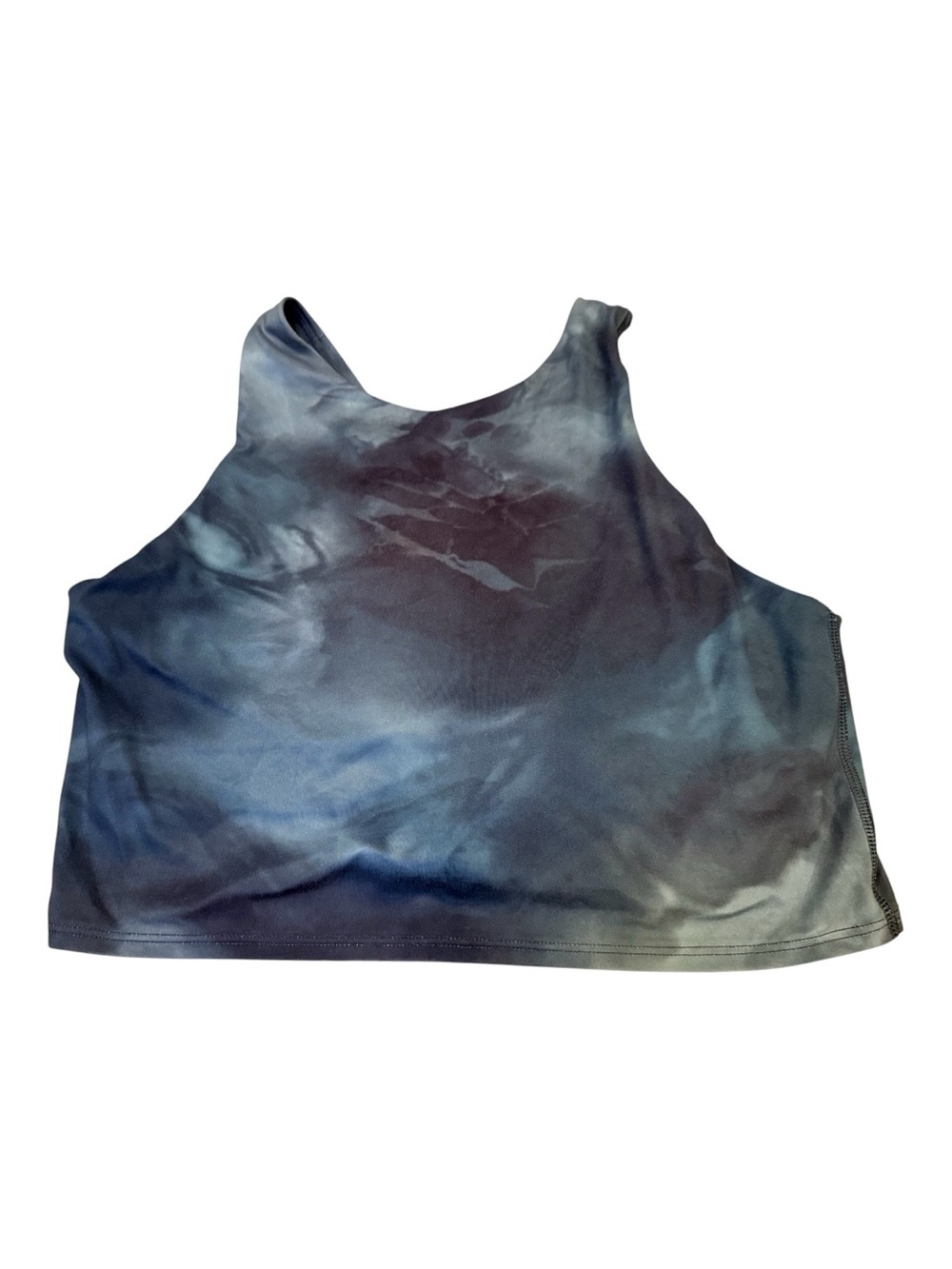 Athleta Medium Sports Bra Tie Dye Blue Gray Longline Crop Athletic Top. GUC - Picture 5 of 11